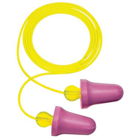Bouchons d'oreilles en mousse sans contact E-A-R, Paire - Sac en poly, Avec cordon Cantin et fils