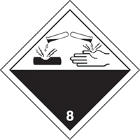 &eacute;tiquettes d'exp&eacute;dition TMD, Classe 8, Corrosifs, Papier Cantin et fils