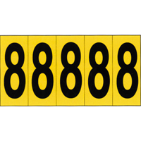 Individual Adhesive Number Markers, 8, 3-7/8" H, Black on Yellow Cantin et fils