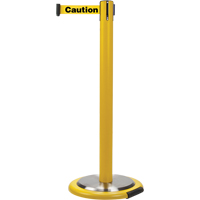 Free-Standing Crowd Control Barrier, Steel, 35" H, Yellow Tape, 7' Tape Length Cantin et fils