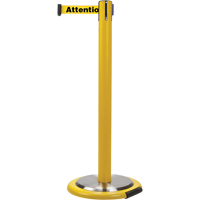 Free-Standing Crowd Control Barrier, Steel, 35" H, Yellow Tape, 7' Tape Length Cantin et fils