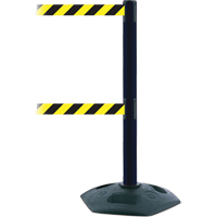 Dual Line Heavy Duty Post, Plastic, 38" H, Black/Yellow Tape, 7.5' Tape Length Cantin et fils