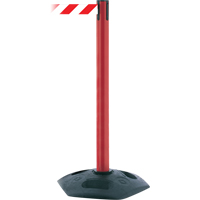 Single Line Heavy Duty Post, Plastic, 38" H, White/Red Tape, 13' Tape Length Cantin et fils