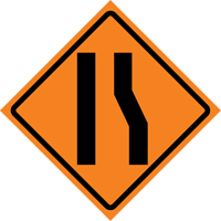 Merge Left Roll-Up Traffic Sign, 36" x 36", Vinyl, Pictogram Cantin et fils