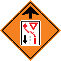 Yield Ahead Roll-Up Traffic Sign, 29-1/2" x 29-1/2", Vinyl, Pictogram Cantin et fils