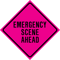"Emergency Scene Ahead" Roll-Up Traffic Sign, 36" x 36", Vinyl, English Cantin et fils