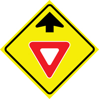 "Yield Ahead" Roll-Up Traffic Sign, 36" x 36", Vinyl, Pictogram Cantin et fils