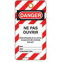 &eacute;tiquettes de verrouillage, Plastique, 3" la x 5-3/4" h, Français Cantin et fils