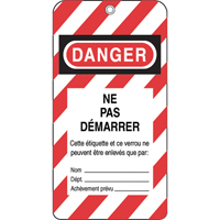 &eacute;tiquettes de verrouillage, Plastique, 3" la x 5-3/4" h, Français Cantin et fils
