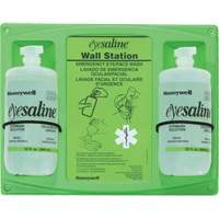 Support mural pour solution saline de douche oculaire, Double Cantin et fils
