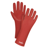 Red Smooth-Finish Chemical-Resistant Gloves, Size 9, 14" L, PVC, Interlock Inner Lining, 47-mil Cantin et fils