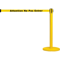 Free-Standing Crowd Control Barrier, Steel, 35" H, Yellow Tape, 7' Tape Length Cantin et fils