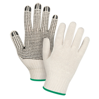 Gants l&eacute;gers tricot&eacute;s &agrave; pois, Poly/coton, Un c&ocirc;t&eacute;, Calibre 7, Moyen Cantin et fils