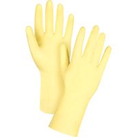 Premium Canary Yellow Chemical-Resistant Gloves, Size Medium/8, 12" L, Rubber Latex, Flock-Lined Inner Lining, 18-mil Cantin et fils