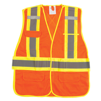 Veste d'arpenteur haute visibilit&eacute;, conforme &agrave; la CSA, Orange haute visibilit&eacute;, Moyen, Polyester Cantin et fils