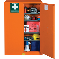 Emergency Preparedness Storage Cabinets, Steel, 4 Shelves, 65" H x 43" W x 18" D, Orange Cantin et fils