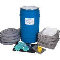 Trousse de d&eacute;versements &agrave; grande capacit&eacute;, Universel, Baril, Absorbance de 30 gal. US Cantin et fils