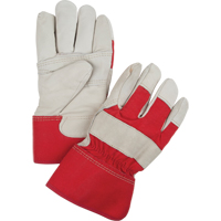 Red & White Winter-Lined Fitters Gloves, Large, Grain Cowhide Palm, Boa Inner Lining Cantin et fils