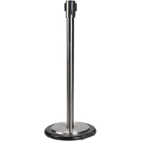 Free-Standing Crowd Control Barrier Receiver Post With Wheels, 35" High, Stainless Cantin et fils