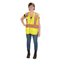 Veste d'arpenteur haute visibilit&eacute;, conforme &agrave; la CSA, Jaune lime haute visibilit&eacute;, Moyen, Polyester Cantin et fils