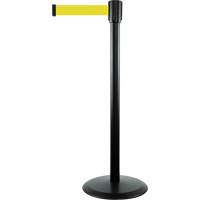 Slimline TensaBarrier&reg; Barrier Post, Steel, 38" H, Yellow Tape, 7.5' Tape Length Cantin et fils
