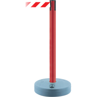 Outdoor TensaBarrier&reg; Barrier Post, Plastic, 37" H, White/Red Tape, 13' Tape Length Cantin et fils