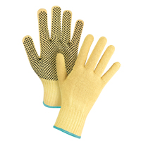 Gants tricot&eacute;s sans couture &agrave; pois, Taille T-Grand/10, Calibre 7, Rev&ecirc;tement PVC, Enveloppe en Kevlar, ASTM ANSI niveau A2/EN 388 niveau 3 Cantin et fils