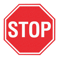 Panneau de signalisation au sol  Stop , Adh&eacute;sif, Anglais avec pictogramme Cantin et fils