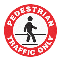 Panneau de signalisation au sol  Pedestrian Traffic Only , Adh&eacute;sif, Anglais avec pictogramme Cantin et fils