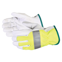 Gants de conducteur haute visibilit&eacute; avec bandes r&eacute;fl&eacute;chissantes Endura, Grand, Paume en Cuir fleur de ch&egrave;vre Cantin et fils