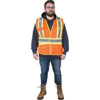 Veste d'arpenteur r&eacute;sistante aux flammes, Orange haute visibilit&eacute;, Moyen, Polyester Cantin et fils
