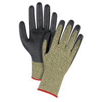 Gants &eacute;lastiques sans coutures r&eacute;sistants &agrave; la coupe noir & jaune, Taille Petit/7, Calibre 13, Rev&ecirc;tement Mousse de nitrile, Enveloppe en Aramide, ASTM ANSI niveau A6 Cantin et fils