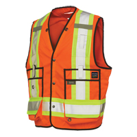 Veste de s&eacute;curit&eacute; pour arpenteur, Orange haute visibilit&eacute;, Grand, Polyester Cantin et fils