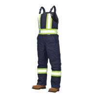 Duck Lined Safety Overalls, Cotton, Large, Navy Blue Cantin et fils