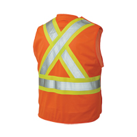 Veste de s&eacute;curit&eacute; d&eacute;tachable en cinq points, Orange haute visibilit&eacute;, Grand/T-Grand, Polyester Cantin et fils