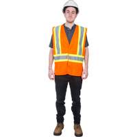 Veste de s&eacute;curit&eacute; pour la circulation, Orange haute visibilit&eacute;, Moyen, Polyester Cantin et fils