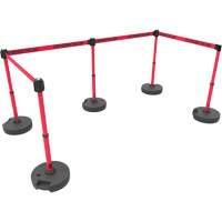 PLUS Barrier Post Set X5, Plastic, 42" H, Red Tape, 15' Tape Length Cantin et fils