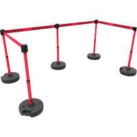 PLUS Barrier Post Set X5, Plastic, 42" H, Red Tape, 15' Tape Length Cantin et fils