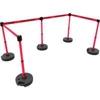 PLUS Barrier Post Set X5, Plastic, 42" H, Red Tape, 15' Tape Length Cantin et fils