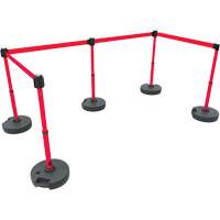 PLUS Barrier Post Set X5, Plastic, 42" H, Red Tape, 15' Tape Length Cantin et fils