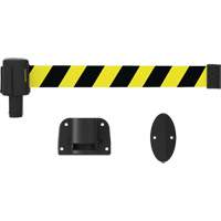 PLUS Wall Mount Barrier System, Plastic, Screw Mount, 15', Black and Yellow Tape Cantin et fils