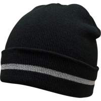 Bonnet en tricot avec bande r&eacute;fl&eacute;chissante argent&eacute;e, Taille unique, Noir Cantin et fils