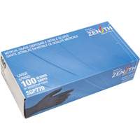 Gants jetables de calibre m&eacute;dical r&eacute;sistants &agrave; la perforation, Grand, Nitrile, 5 mils, Sans poudre, Noir, Classe 2 Cantin et fils