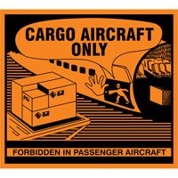 &eacute;tiquettes de manutention Cargo Aircraft Only, 4-3/4" lo x 4-1/4" la, Orange Cantin et fils