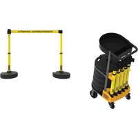 Plus Portable Barrier System Cart Package with Tray, 75' L, Metal/Plastic, Yellow Cantin et fils