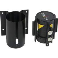 Wall Mount Barrier with Magnetic Tape, Steel, Screw Mount, 7', Black and Yellow Tape Cantin et fils