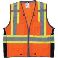 Surveyor Safety Vest, High Visibility Orange, Large, Polyester Cantin et fils