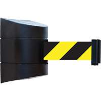 Tensabarrier&reg; Wall Unit, Steel, Screw Mount, 30', Black and Yellow Tape Cantin et fils