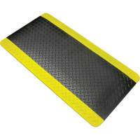 Tapis antifatigue, Losange, 1-2/3' x 3-1/4' x 3/4", Noir/Jaune, Polyur&eacute;thane Cantin et fils