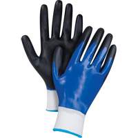 Gants enduits noir & bleu, 2T-Grand, R&ecirc;vetement Mousse de nitrile, Calibre 15, Enveloppe en Nylon Cantin et fils